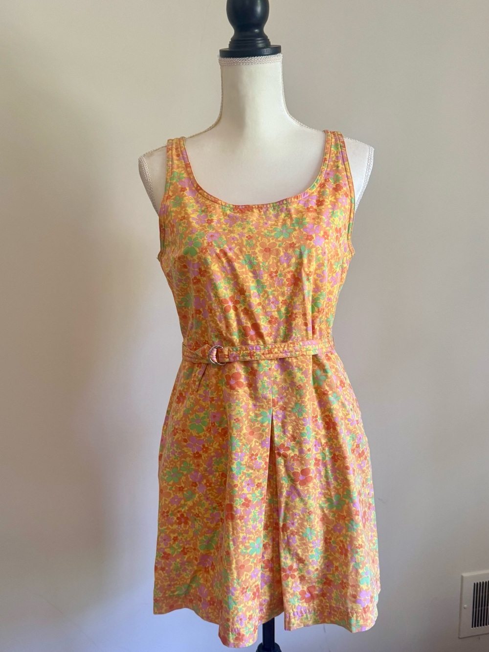 Petite please. 
J. Crew Yellow Floral Belted Sleeveless sundress